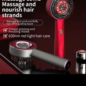 Red LED Scalp Massage Brush for Women - Hair Nourishing Grooming Tool